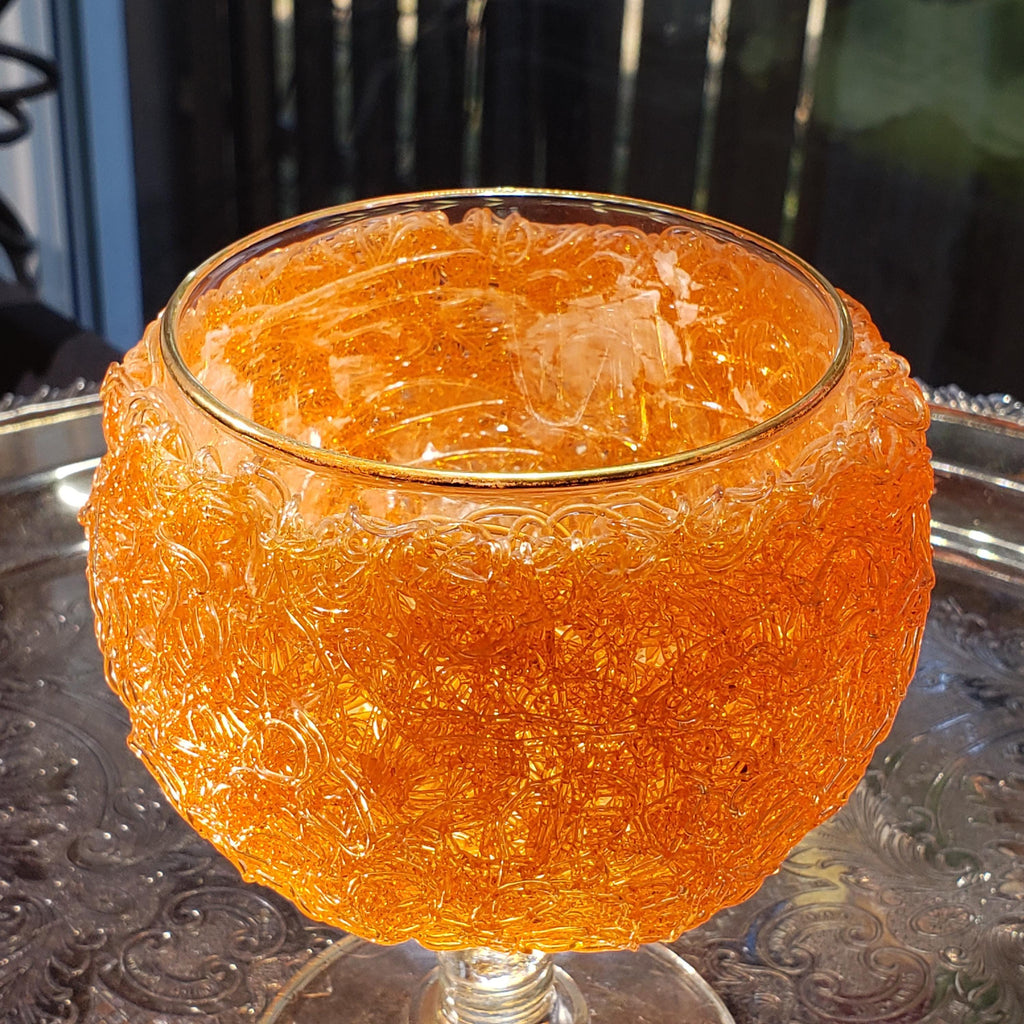 Spaghetti Stem Glass: Retro Orange Lucite - Mid Century Style