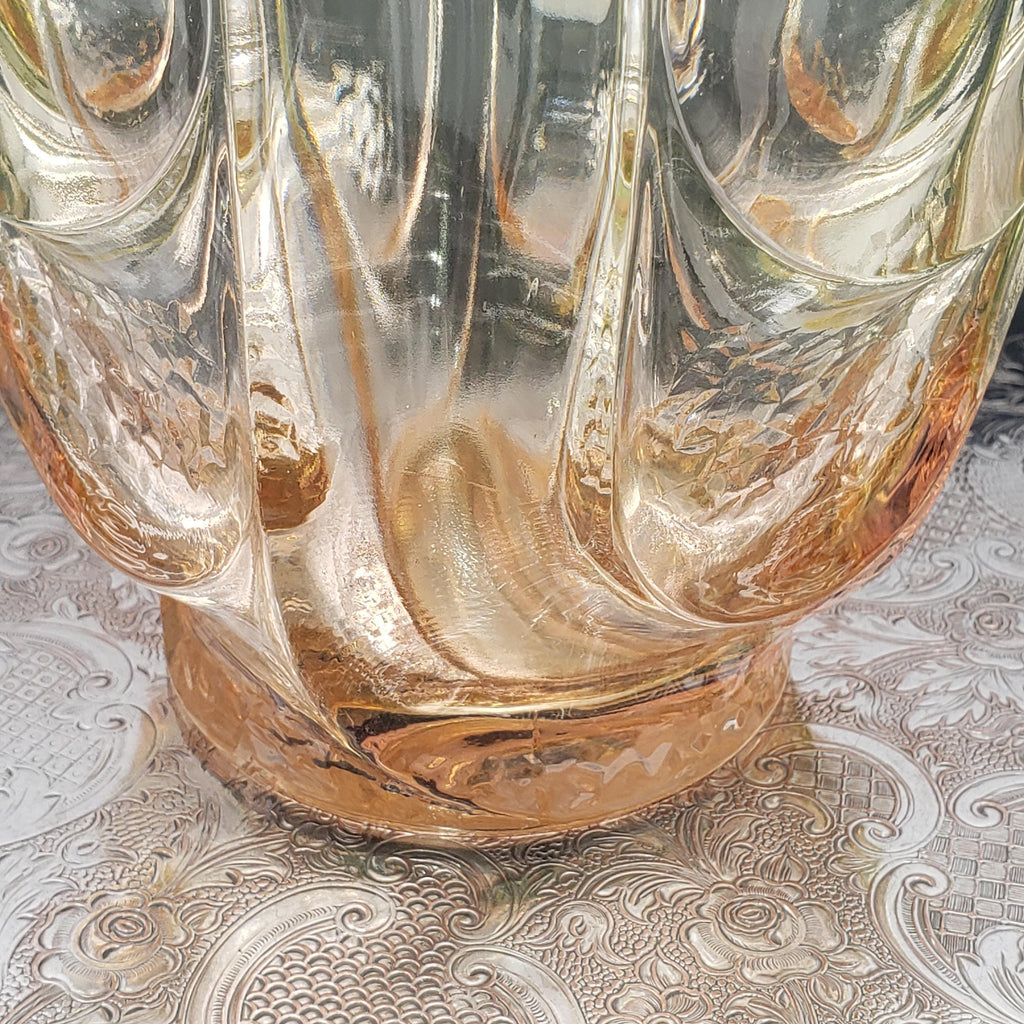 Uranium Glass Vase: Pink & Green Atlas, 1930s Art Deco