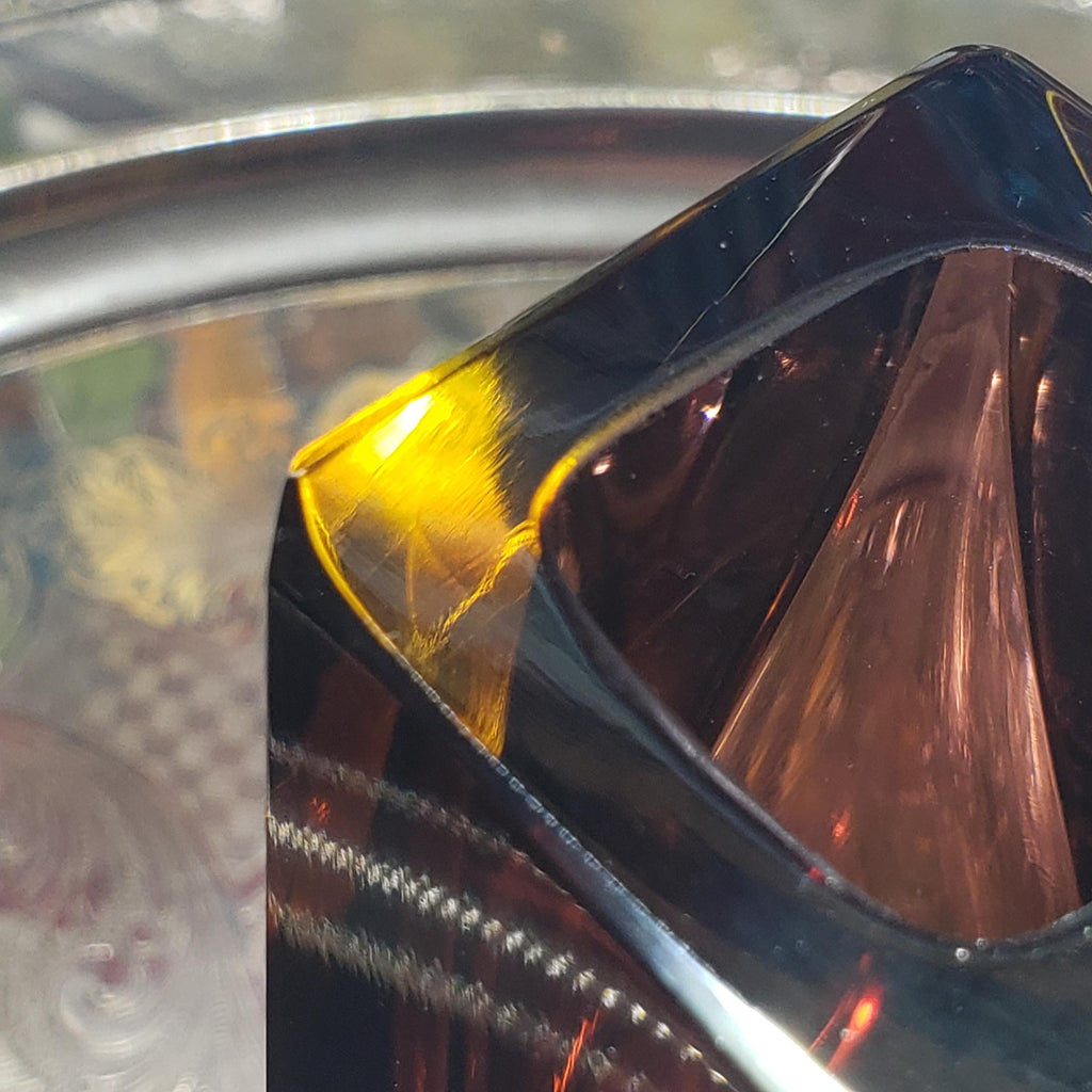 Murano Glass Vase: Flavio Poli Inspired Faceted Design (Amethyst & Amber)