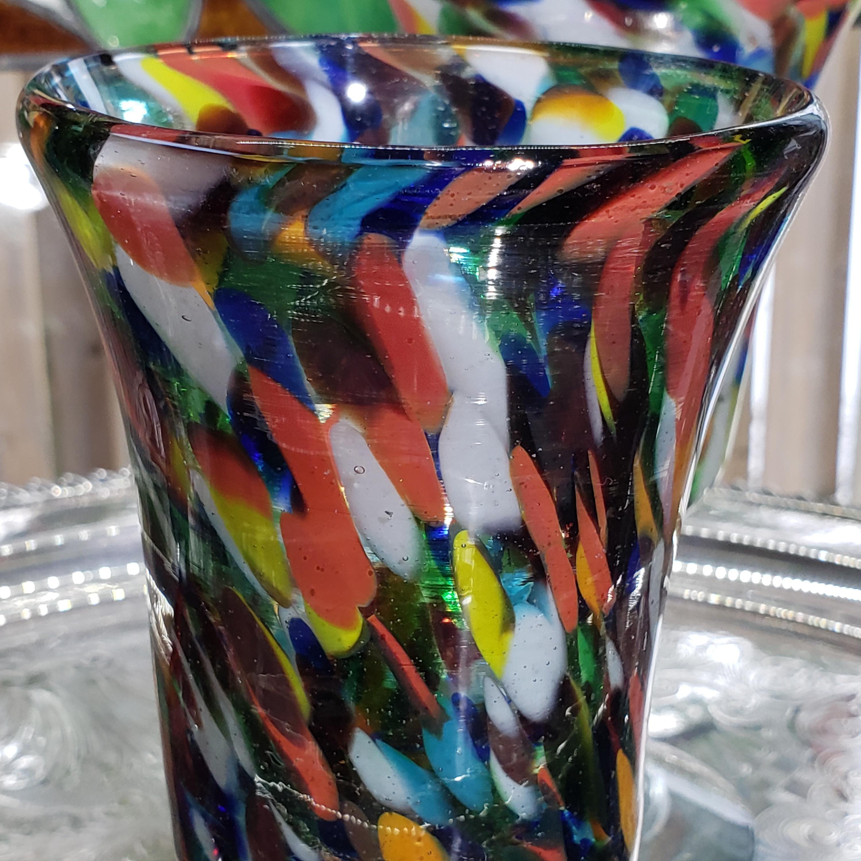Confetti Glasses, Handmade Colorful Drinkware (Set of 4)