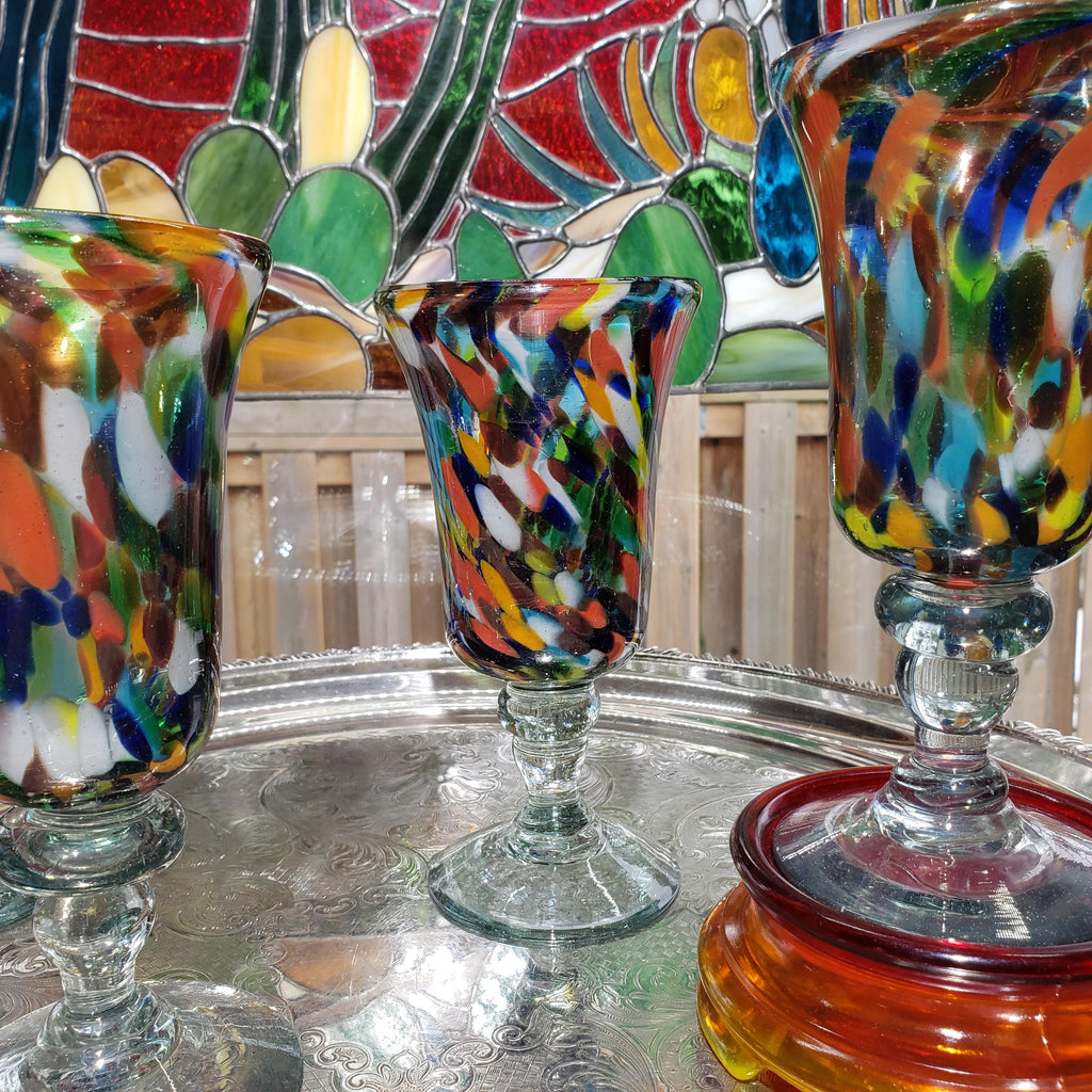Confetti Glasses, Handmade Colorful Drinkware (Set of 4)