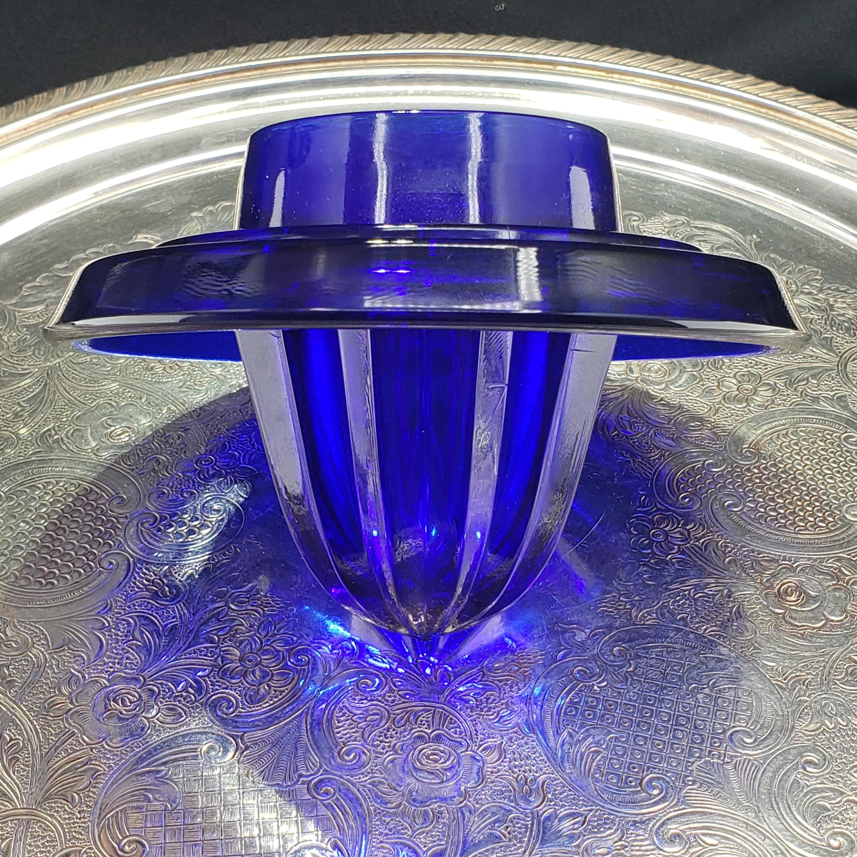 Glass Juice Reamer, Cobalt Blue Fruit Juicer
