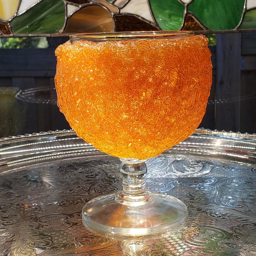 Spaghetti Stem Glass: Retro Orange Lucite - Mid Century Style