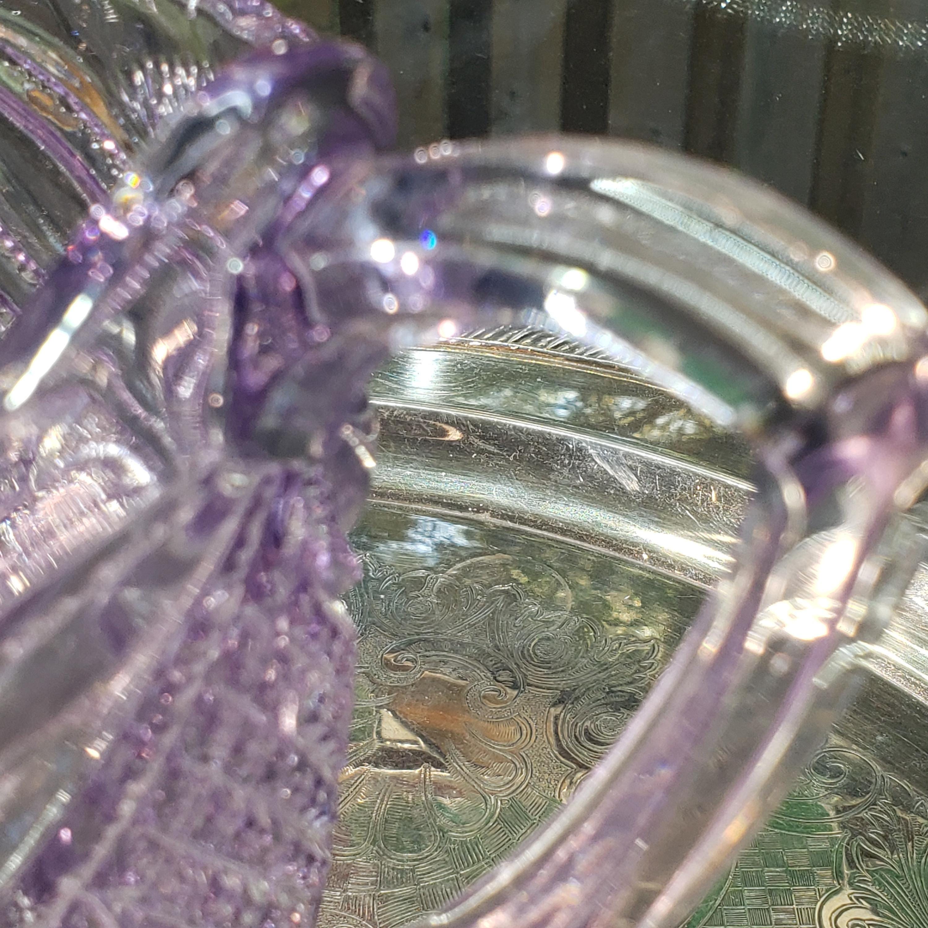 Purple Glass Pitcher - Pattee Cross Pattern, 9 Inch