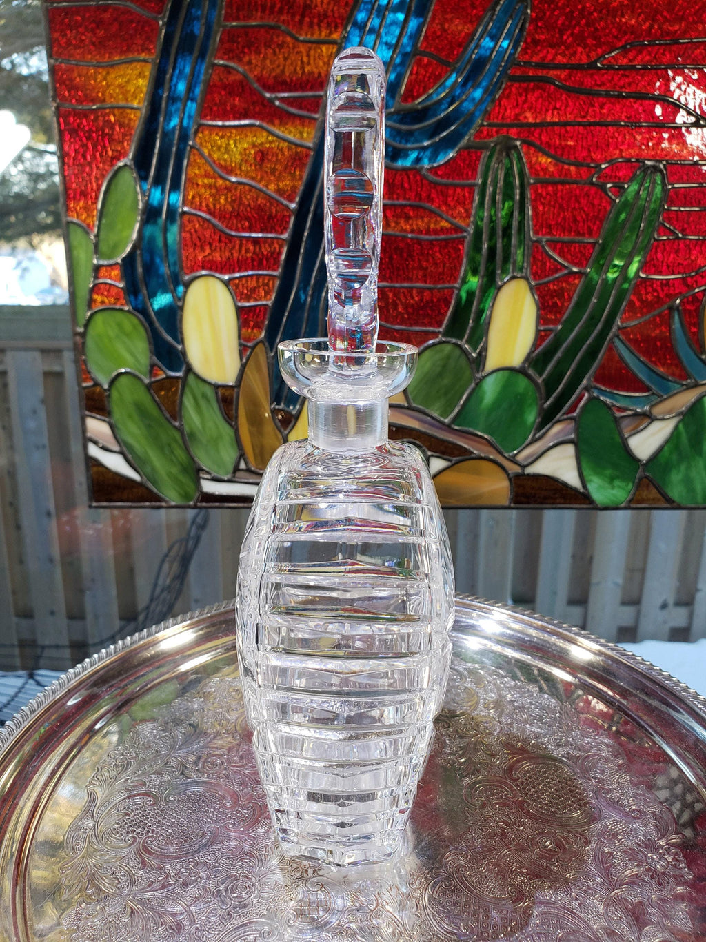 Crystal Decanter: Tombstone Shape - Pinwheel Pattern