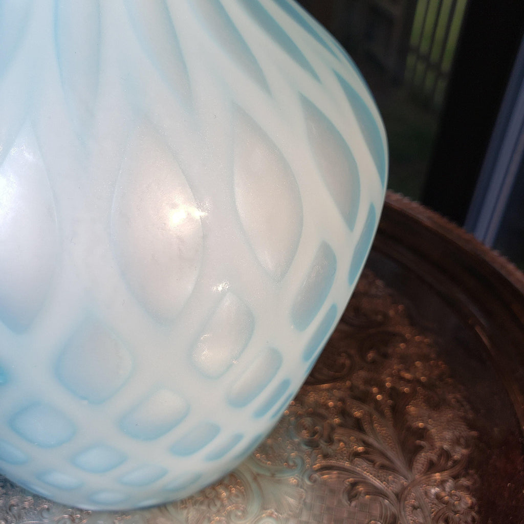 Glass Pitcher: Light Blue Quilted Diamond Design - Victorian Style