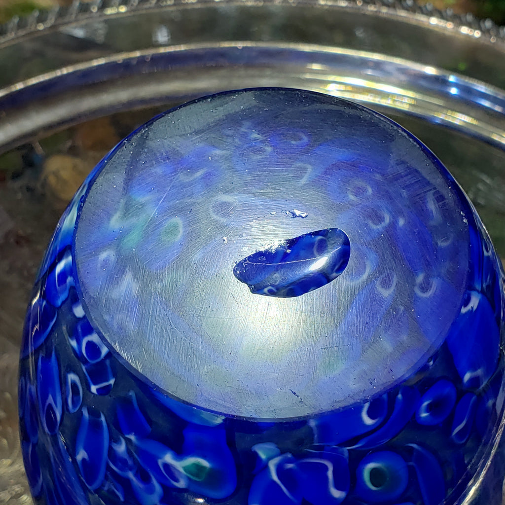 Vintage Cobalt Blue & White Glass Flower Vase