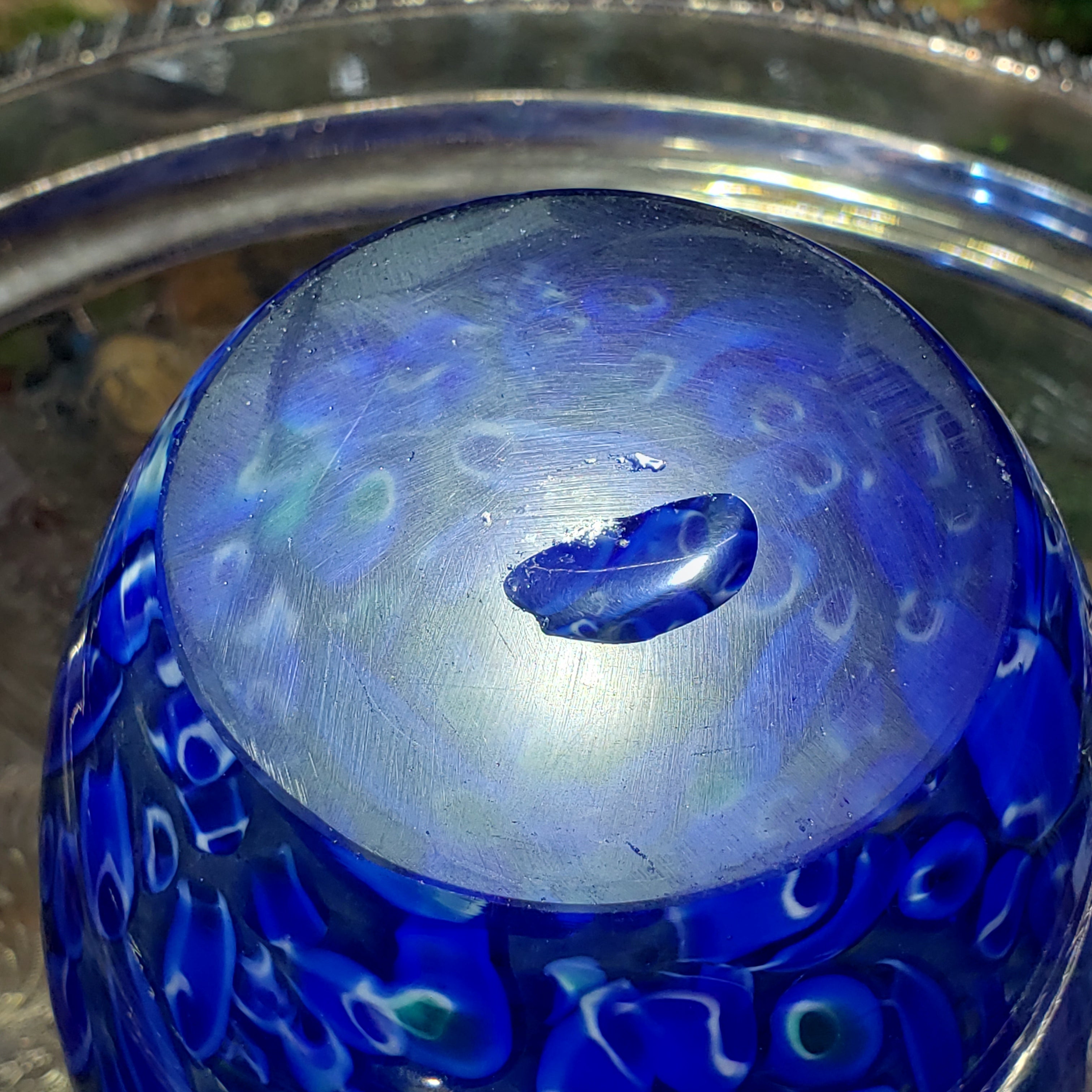 Vintage Cobalt Blue & White Glass Flower Vase