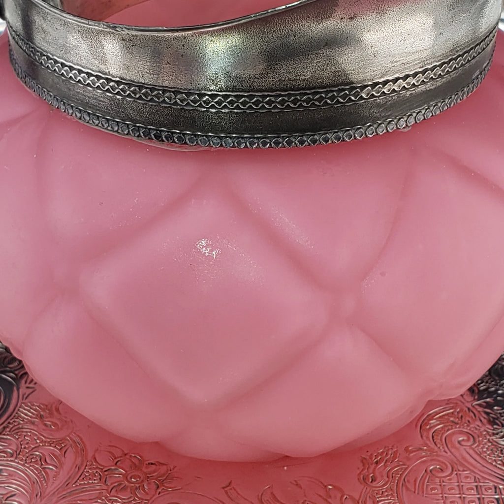 Antique Pink Satin Glass Creamer - Victorian Era Quilted Pattern - Mt Washington Glass