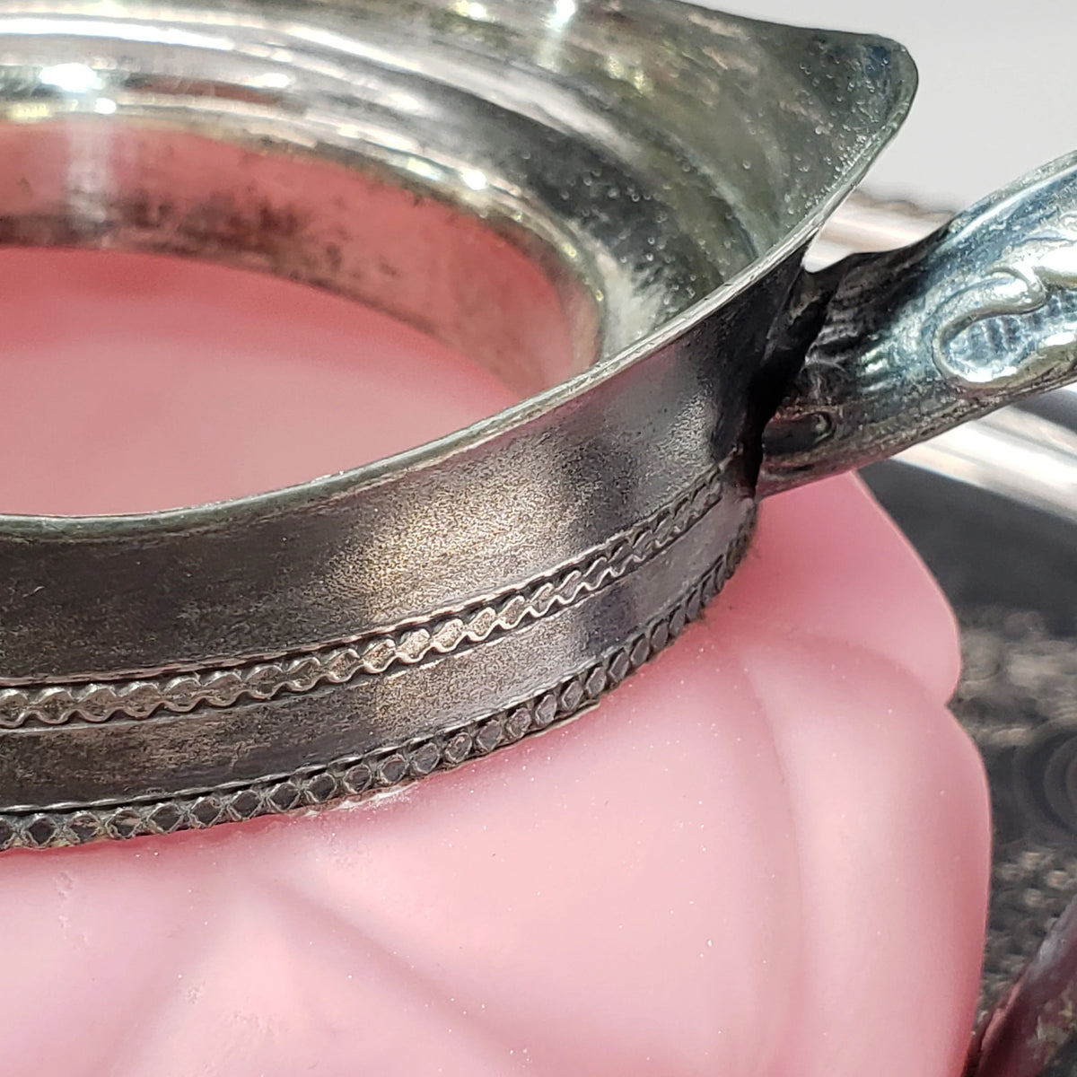Antique Pink Satin Glass Creamer - Victorian Era Quilted Pattern - Mt Washington Glass