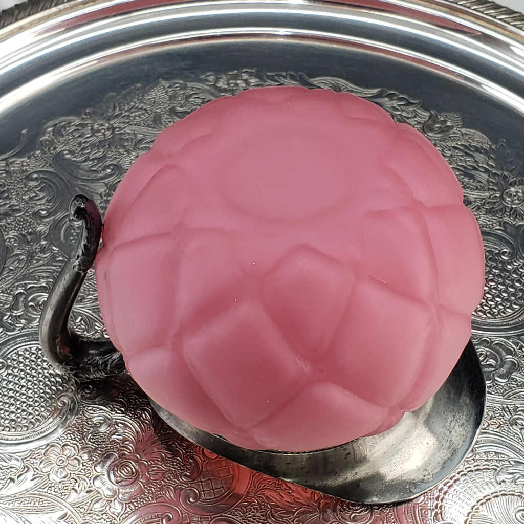 Antique Pink Satin Glass Creamer - Victorian Era Quilted Pattern - Mt Washington Glass