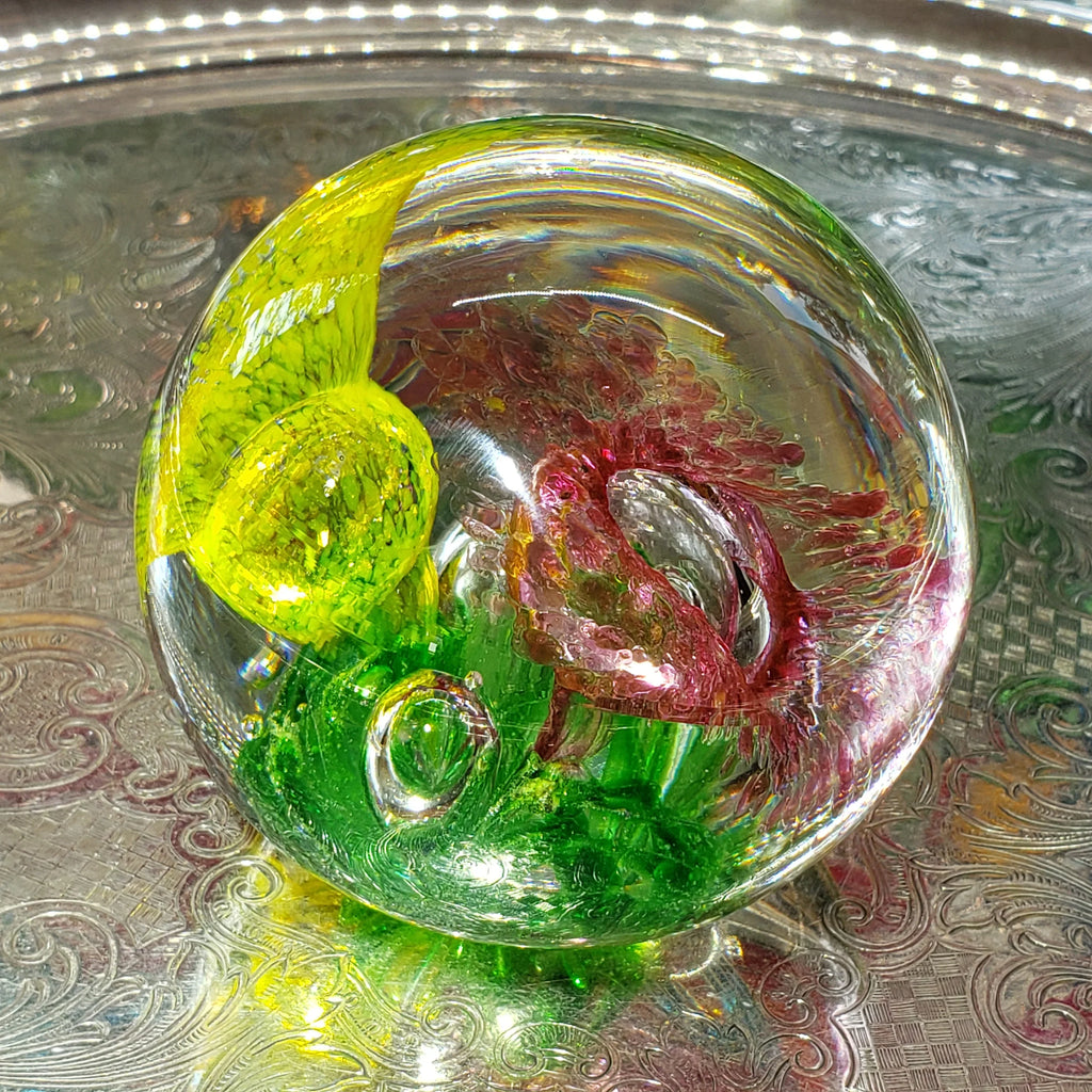 Vintage Art Glass Paperweight - Large Controlled Bubbles