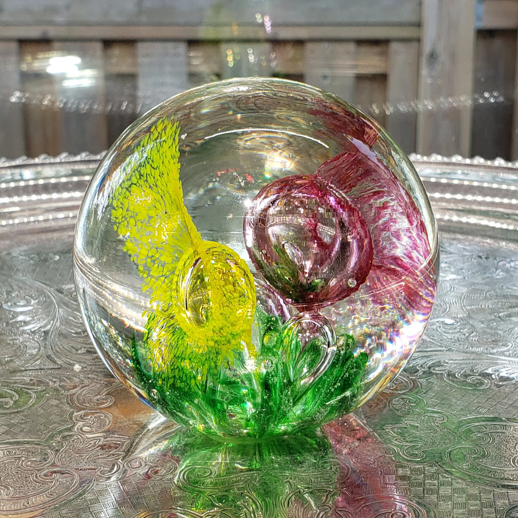 Vintage Art Glass Paperweight - Large Controlled Bubbles