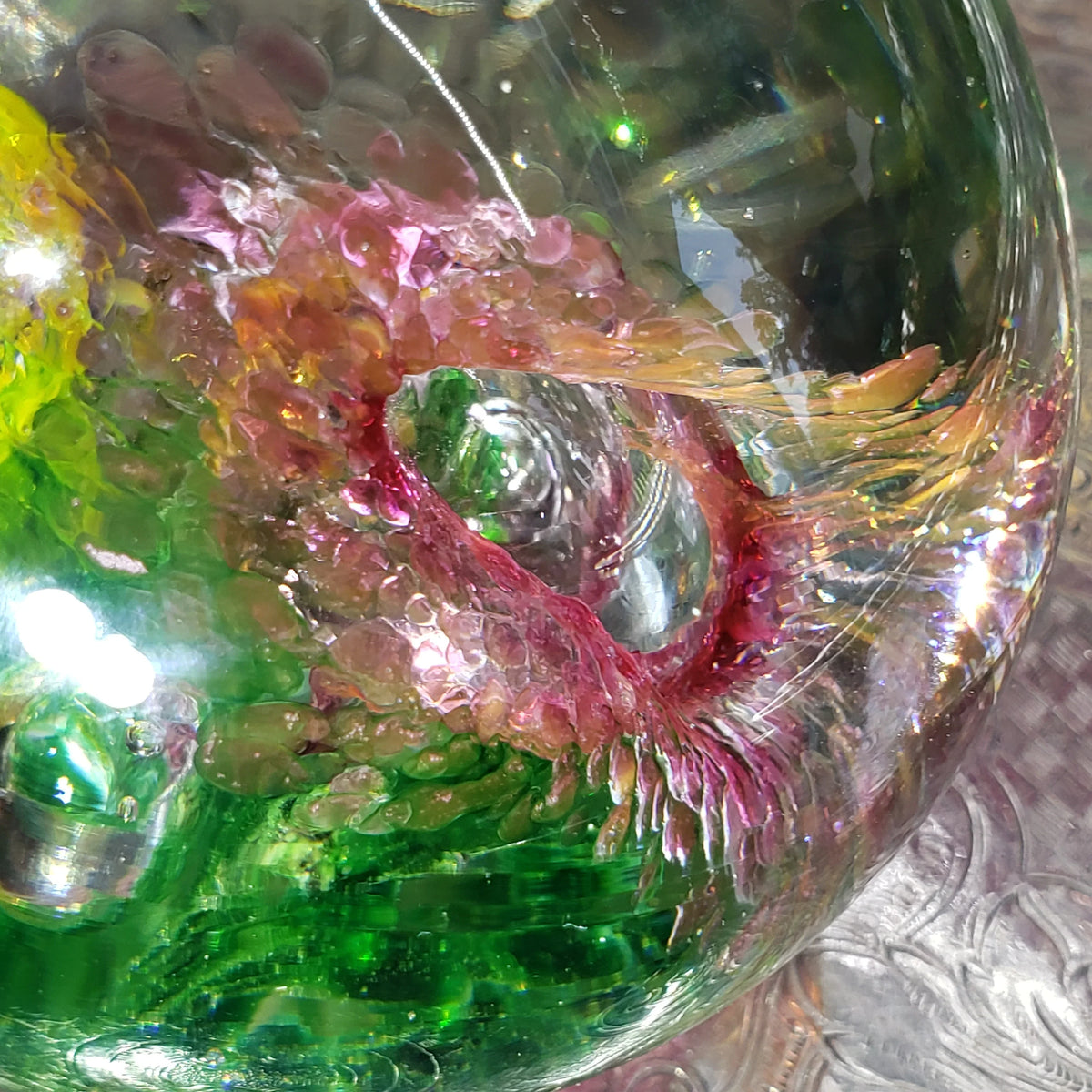 Vintage Art Glass Paperweight - Large Controlled Bubbles
