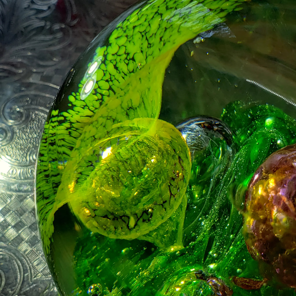 Vintage Art Glass Paperweight - Large Controlled Bubbles