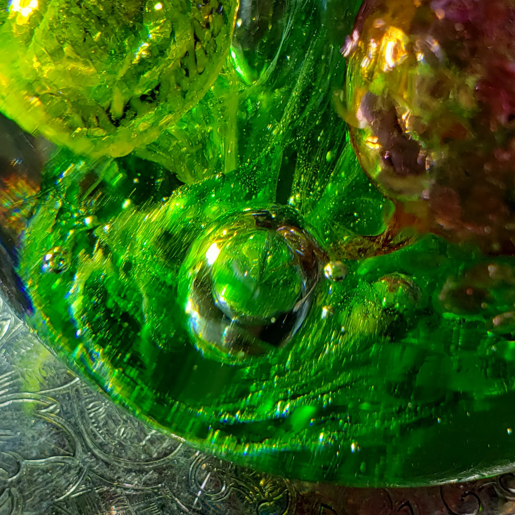 Vintage Art Glass Paperweight - Large Controlled Bubbles