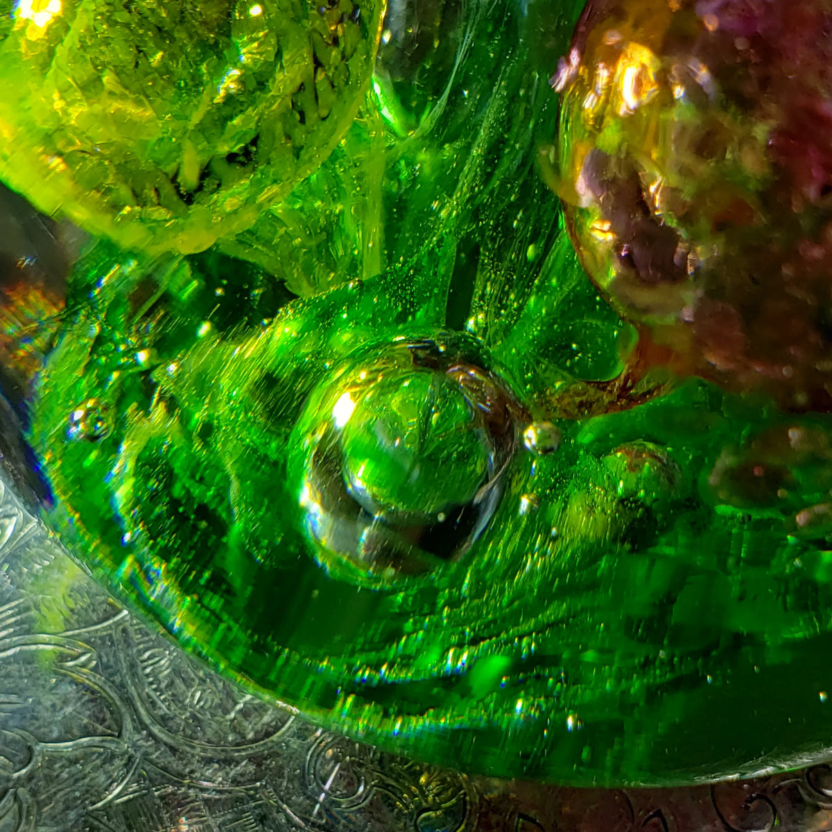 Vintage Art Glass Paperweight - Large Controlled Bubbles