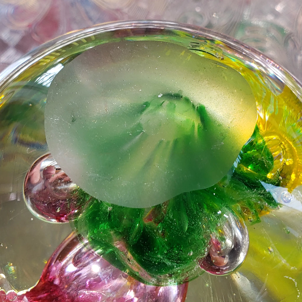 Vintage Art Glass Paperweight - Large Controlled Bubbles