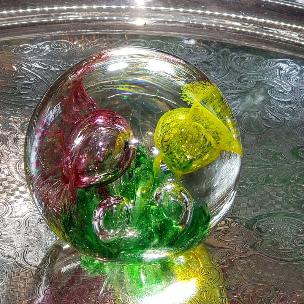 Vintage Art Glass Paperweight - Large Controlled Bubbles