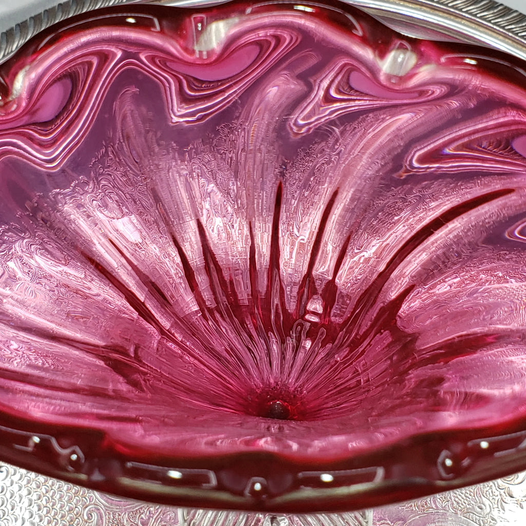 Vintage Rossi Cranberry Pink Glass Fan Vase - 1980s Decor