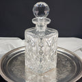 Vintage Cut Crystal Decanter – Deep Diamond Pattern with Thumbprints & Bevelled Corners – Faceted Stopper – Heavy Lead Crystal