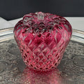 Vintage Rossi Hand Blown Cranberry Art Glass Strawberry Paperweight