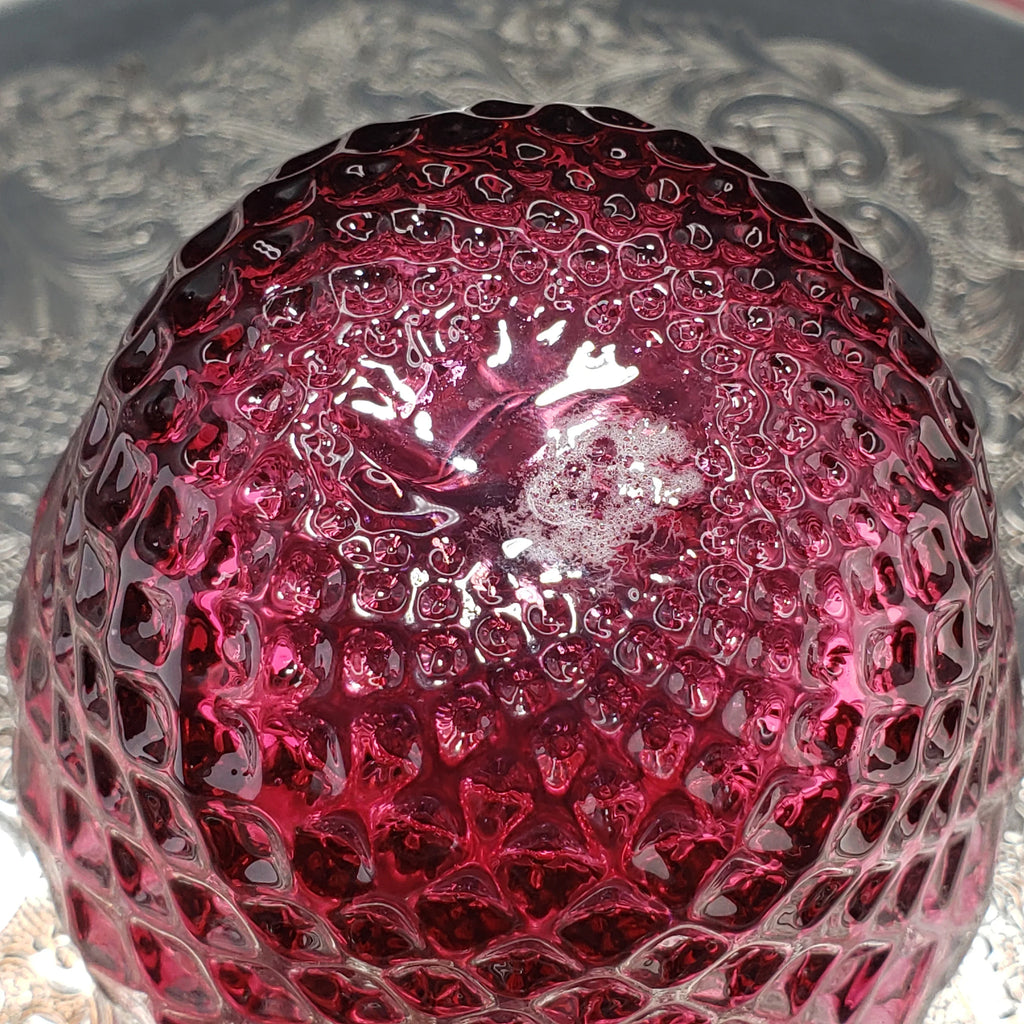 Vintage Rossi Hand Blown Cranberry Art Glass Strawberry Paperweight