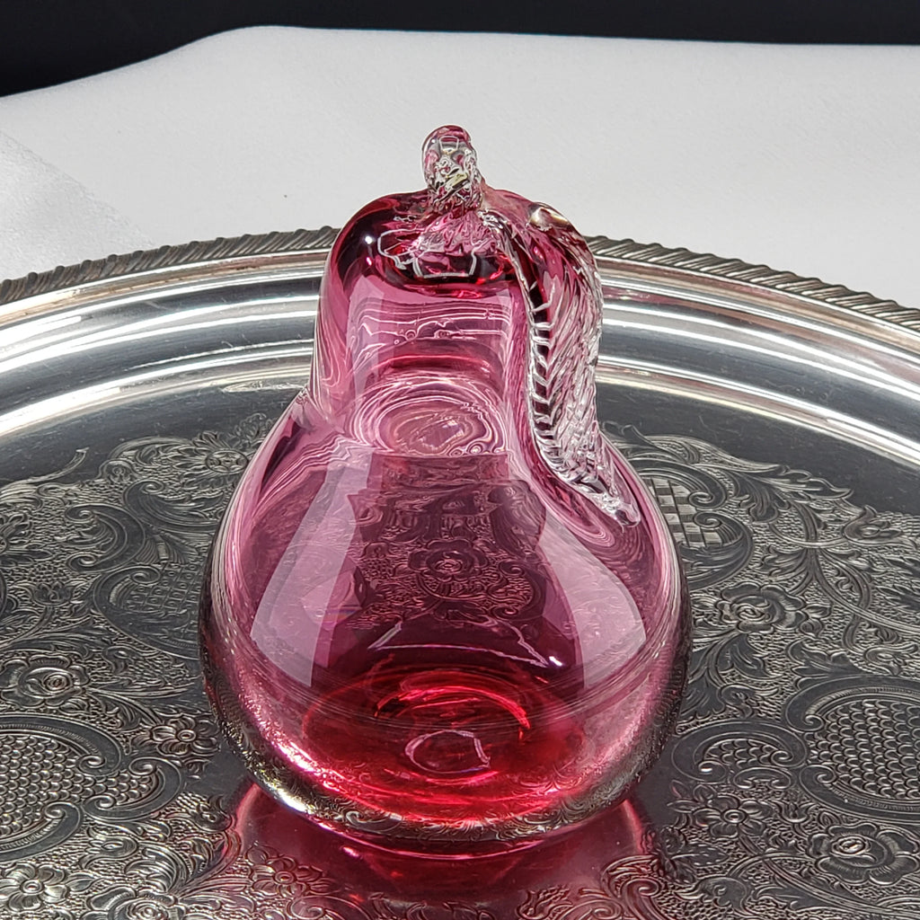 Vintage Cranberry Pink Glass Pear - Rossi Glass Canada