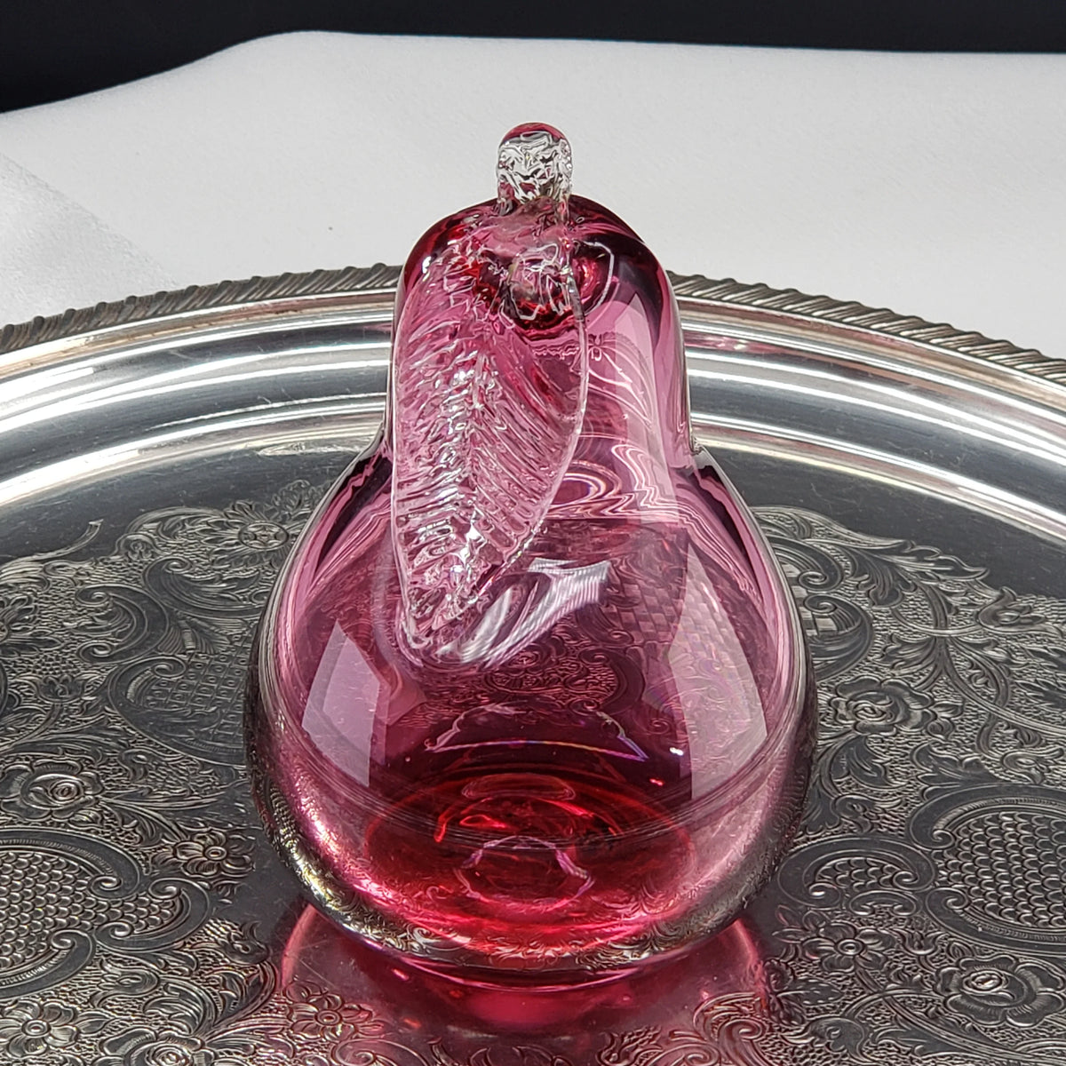 Vintage Cranberry Pink Glass Pear - Rossi Glass Canada