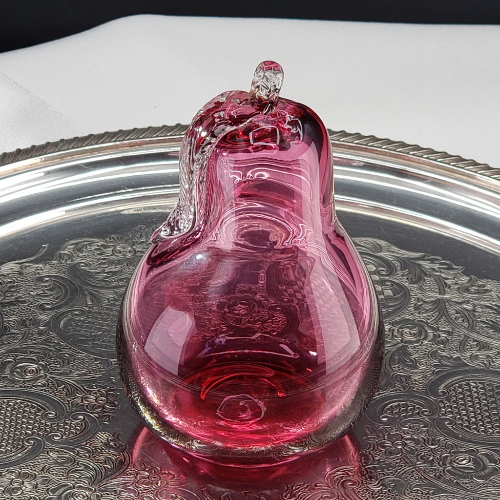 Vintage Cranberry Pink Glass Pear - Rossi Glass Canada