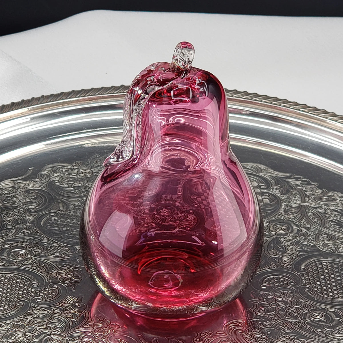 Vintage Cranberry Pink Glass Pear - Rossi Glass Canada
