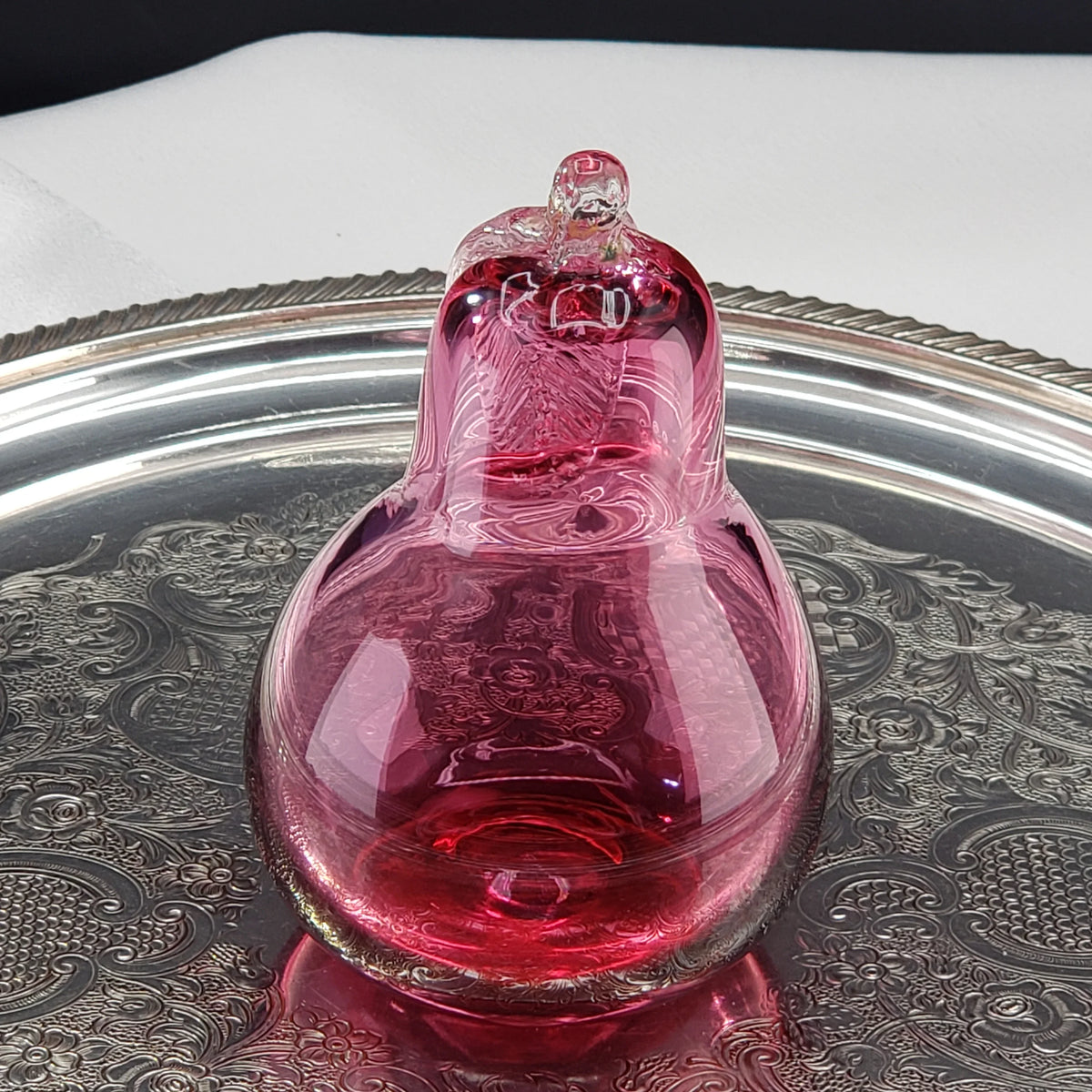 Vintage Cranberry Pink Glass Pear - Rossi Glass Canada