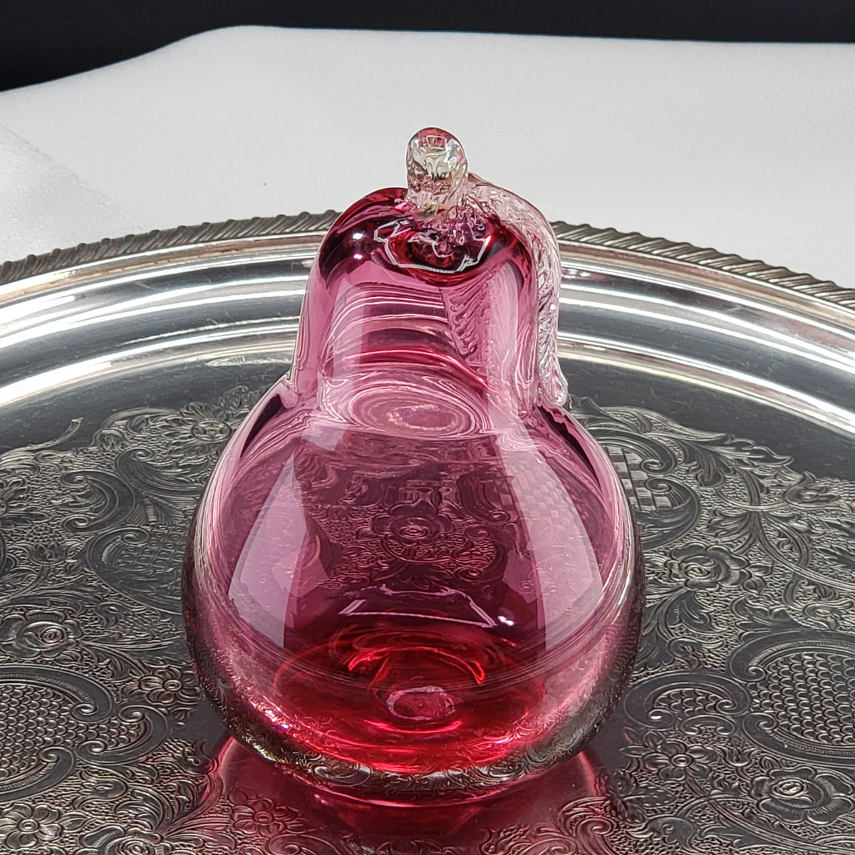 Vintage Cranberry Pink Glass Pear - Rossi Glass Canada