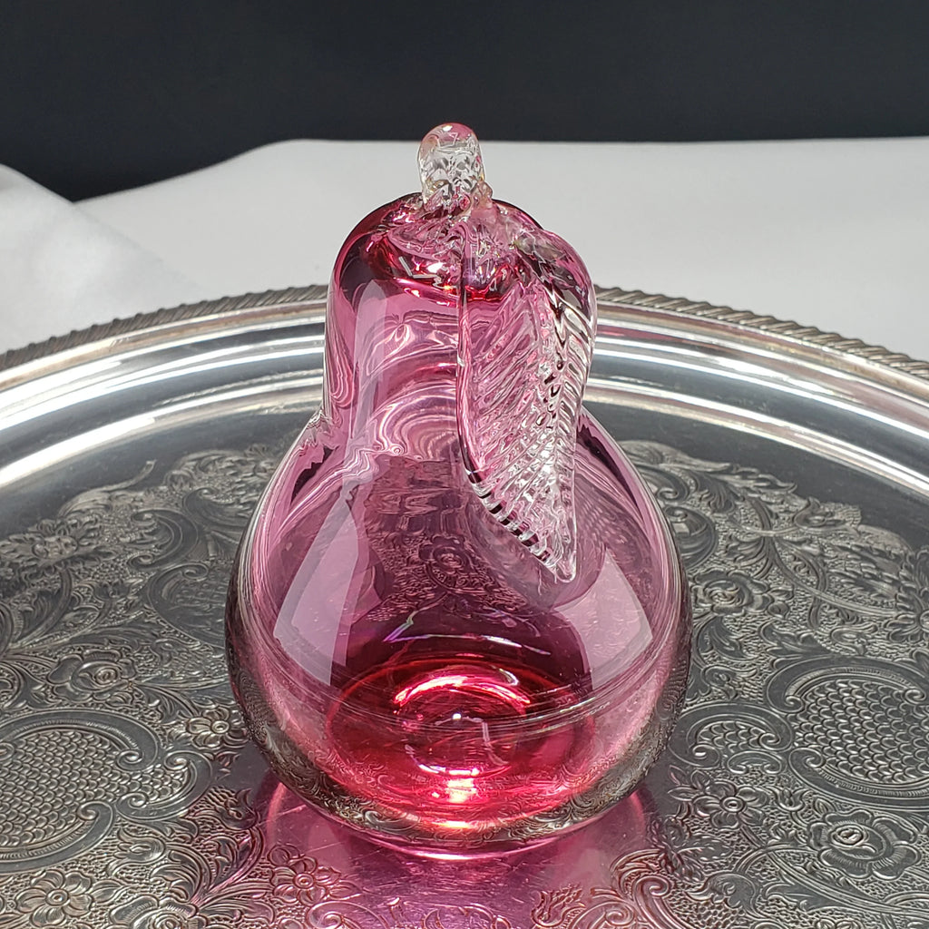 Vintage Cranberry Pink Glass Pear - Rossi Glass Canada