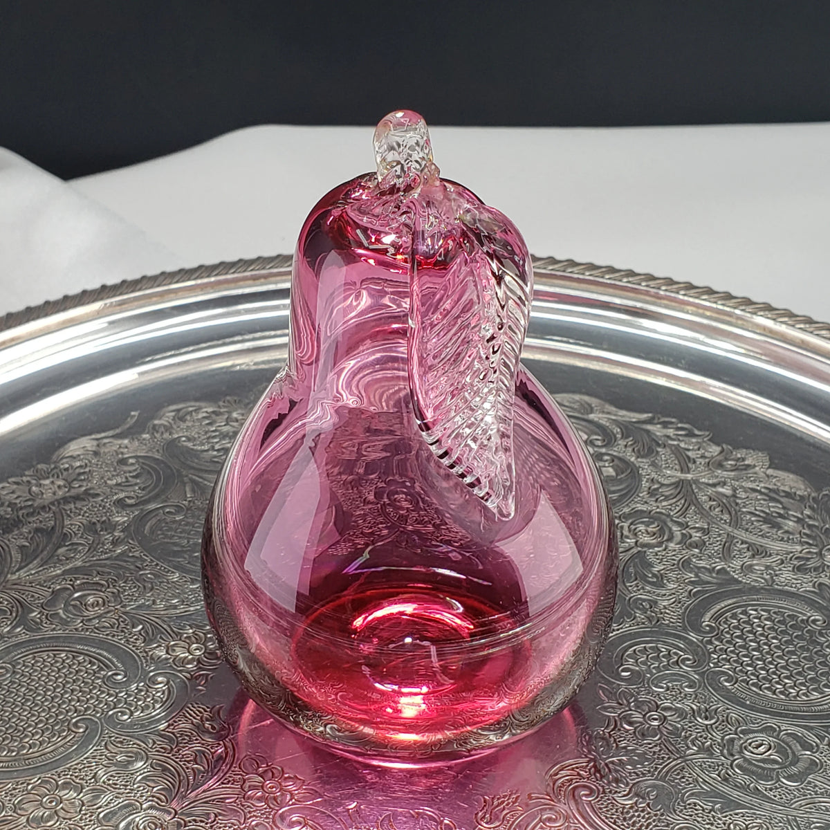 Vintage Cranberry Pink Glass Pear - Rossi Glass Canada