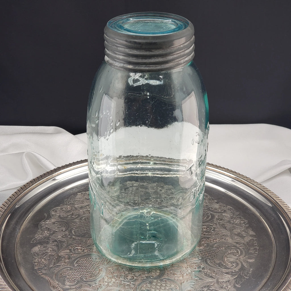 Rare Arched "The T Eaton Co. Limited Toronto " - Aqua Half Gallon Sealer Jar - Crown Version