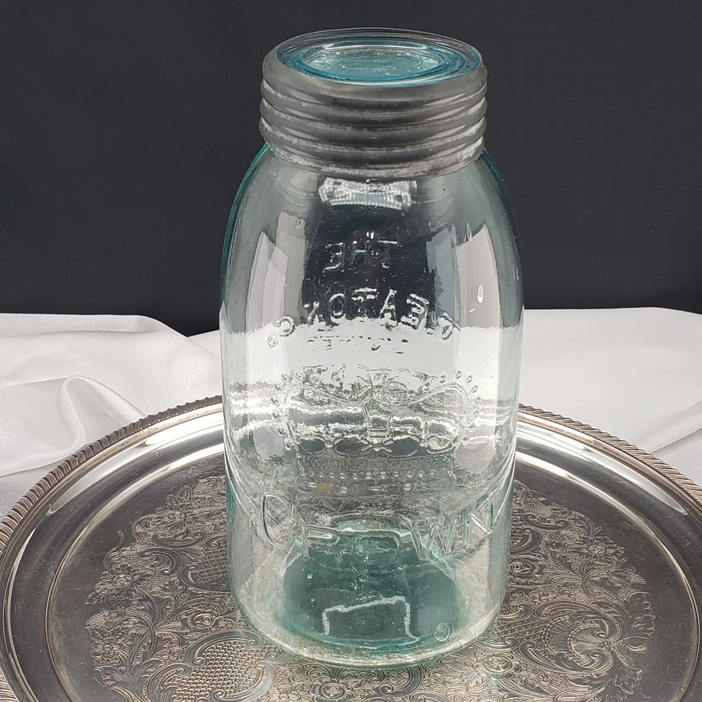 Rare Arched "The T Eaton Co. Limited Toronto " - Aqua Half Gallon Sealer Jar - Crown Version