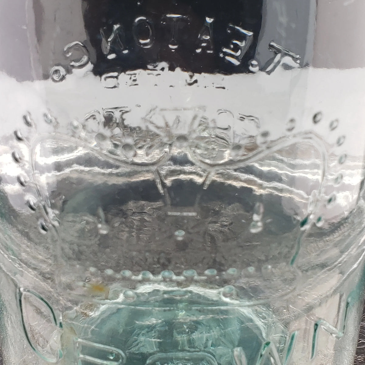 Rare Arched "The T Eaton Co. Limited Toronto " - Aqua Half Gallon Sealer Jar - Crown Version