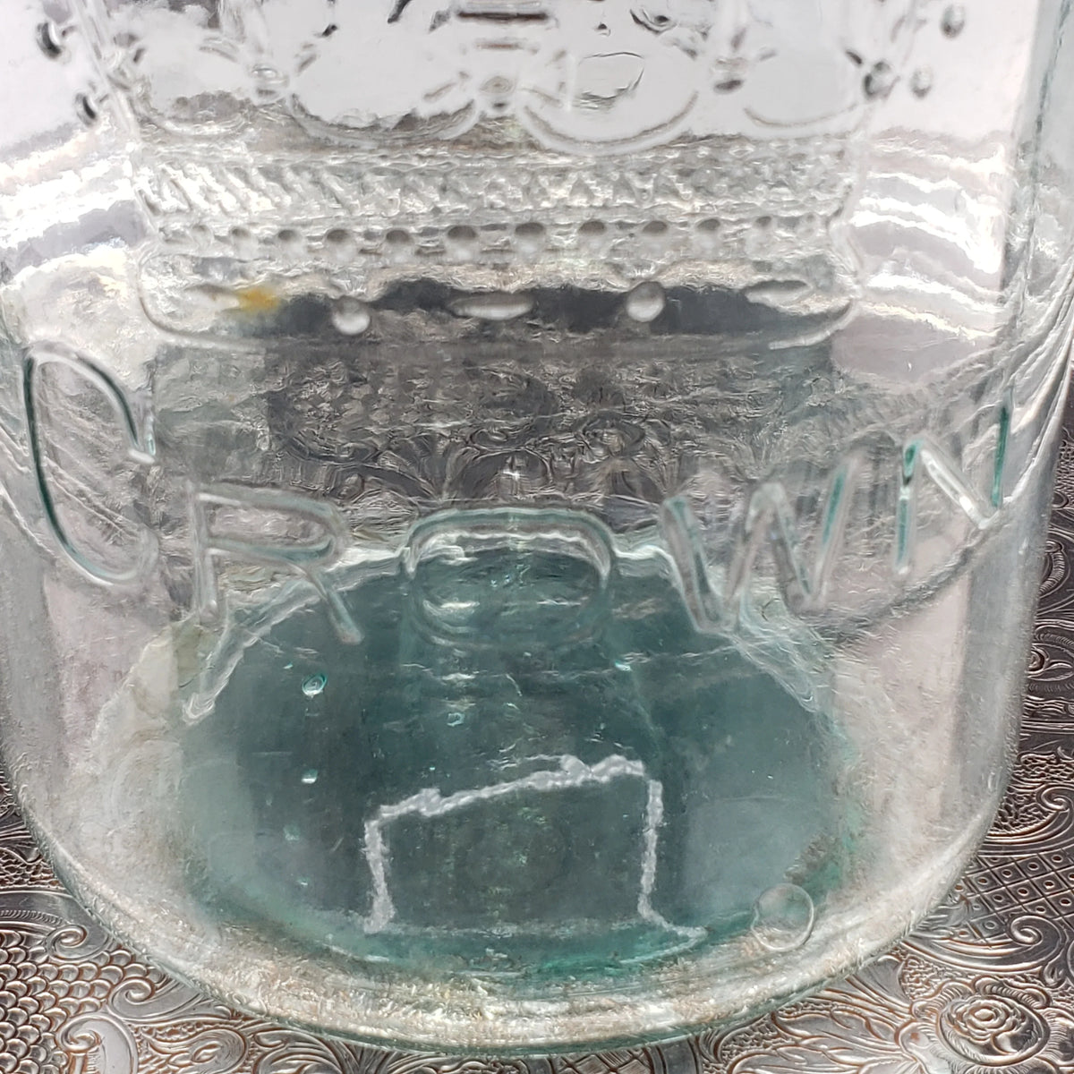 Rare Arched "The T Eaton Co. Limited Toronto " - Aqua Half Gallon Sealer Jar - Crown Version