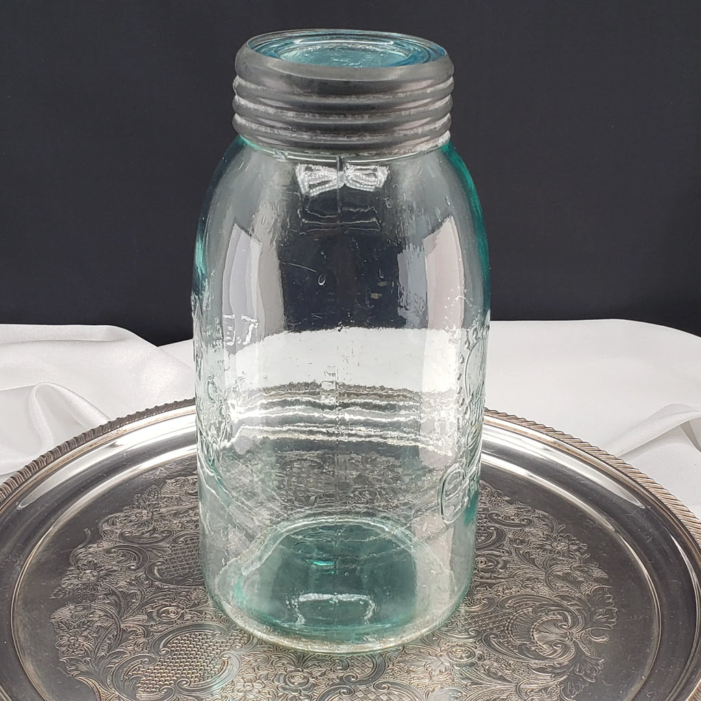 Rare Arched "The T Eaton Co. Limited Toronto " - Aqua Half Gallon Sealer Jar - Crown Version
