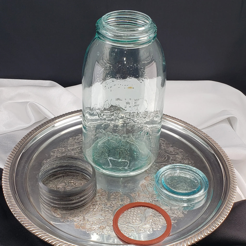 Rare Arched "The T Eaton Co. Limited Toronto " - Aqua Half Gallon Sealer Jar - Crown Version