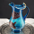 Antique Lemonade Pitcher - Azure Blue - Hand Painted - Possible Northwood Glass
