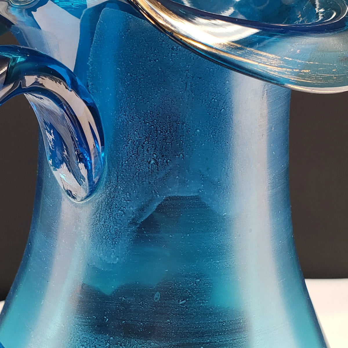 Antique Lemonade Pitcher - Azure Blue - Hand Painted - Possible Northwood Glass