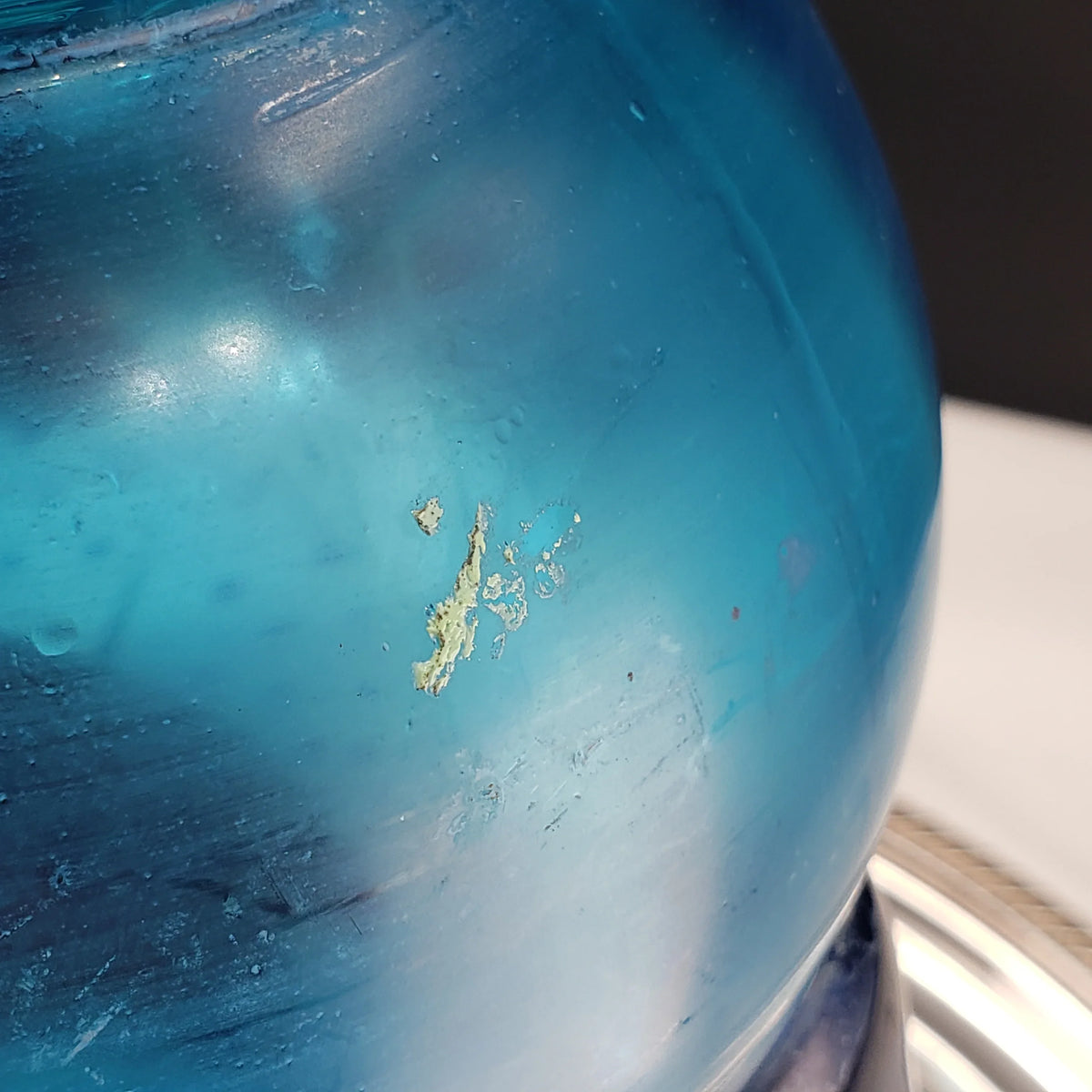 Antique Lemonade Pitcher - Azure Blue - Hand Painted - Possible Northwood Glass