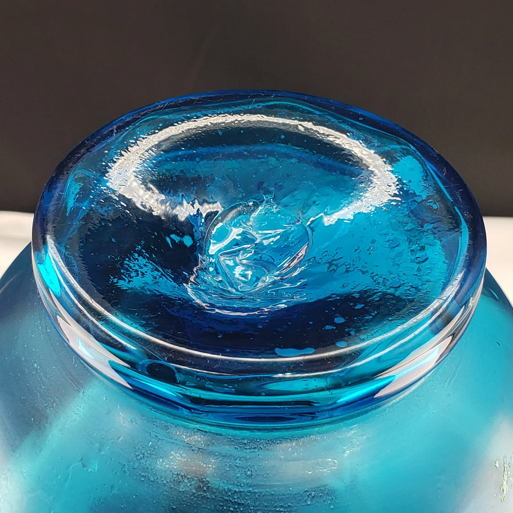 Antique Lemonade Pitcher - Azure Blue - Hand Painted - Possible Northwood Glass