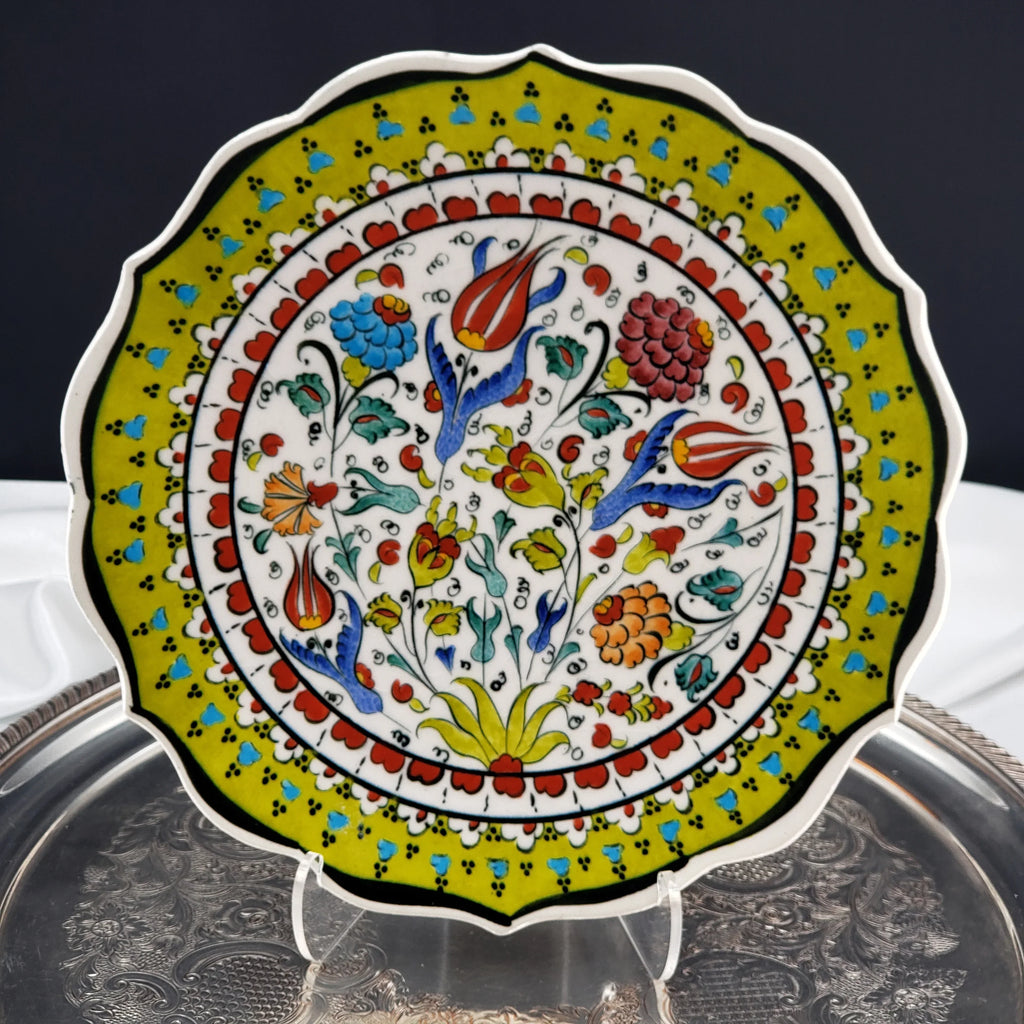 Vintage Turkish Ceramic Wall Hanger Plate - Hand Made - Artist Signed