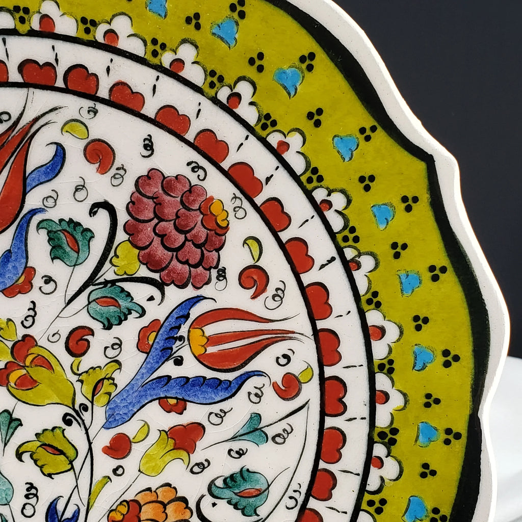 Vintage Turkish Ceramic Wall Hanger Plate - Hand Made - Artist Signed