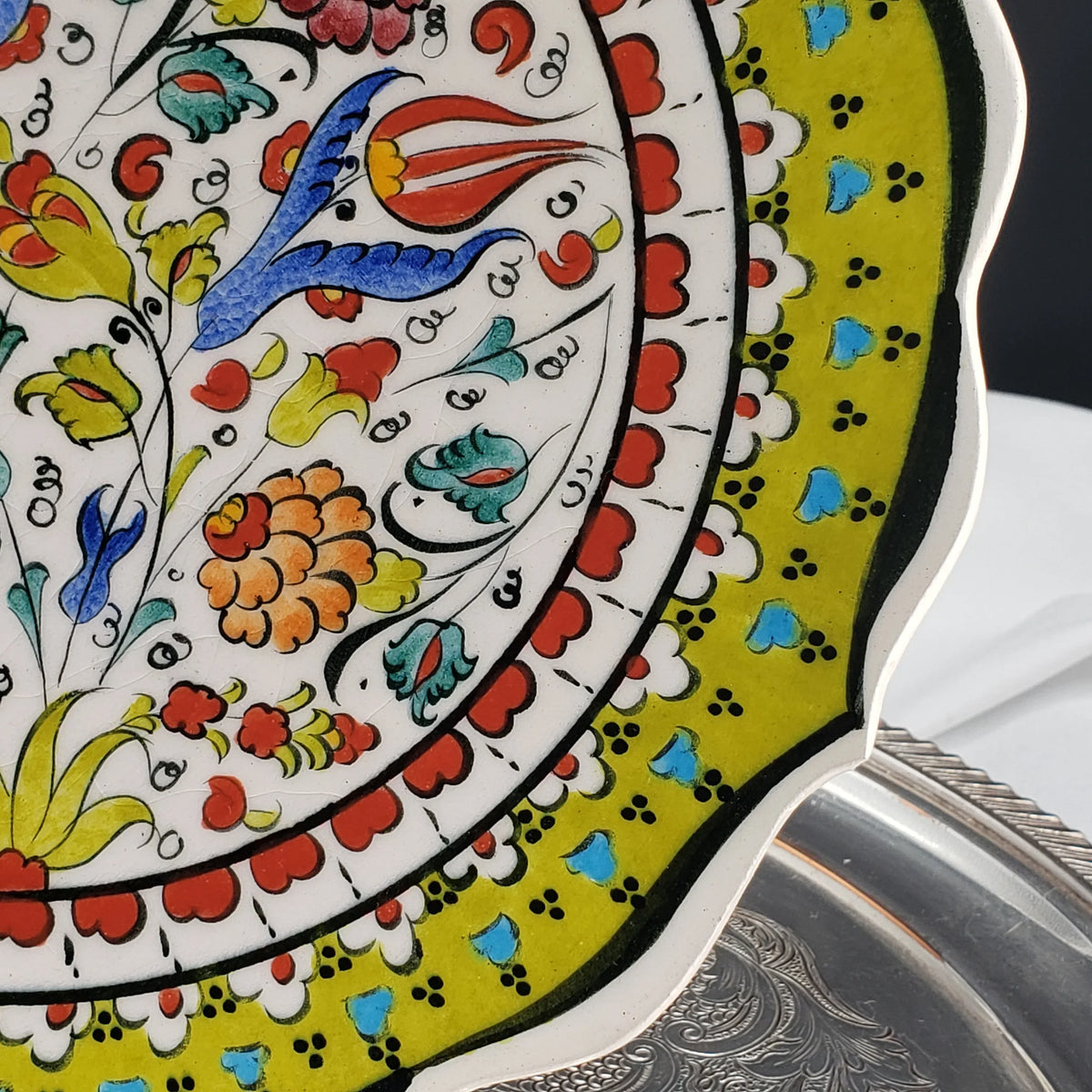 Vintage Turkish Ceramic Wall Hanger Plate - Hand Made - Artist Signed