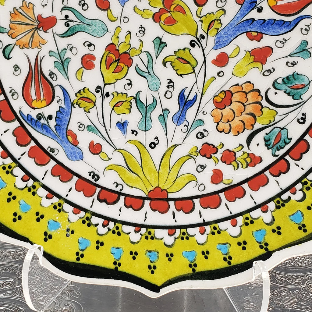 Vintage Turkish Ceramic Wall Hanger Plate - Hand Made - Artist Signed