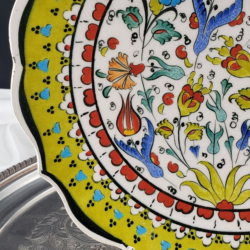 Vintage Turkish Ceramic Wall Hanger Plate - Hand Made - Artist Signed
